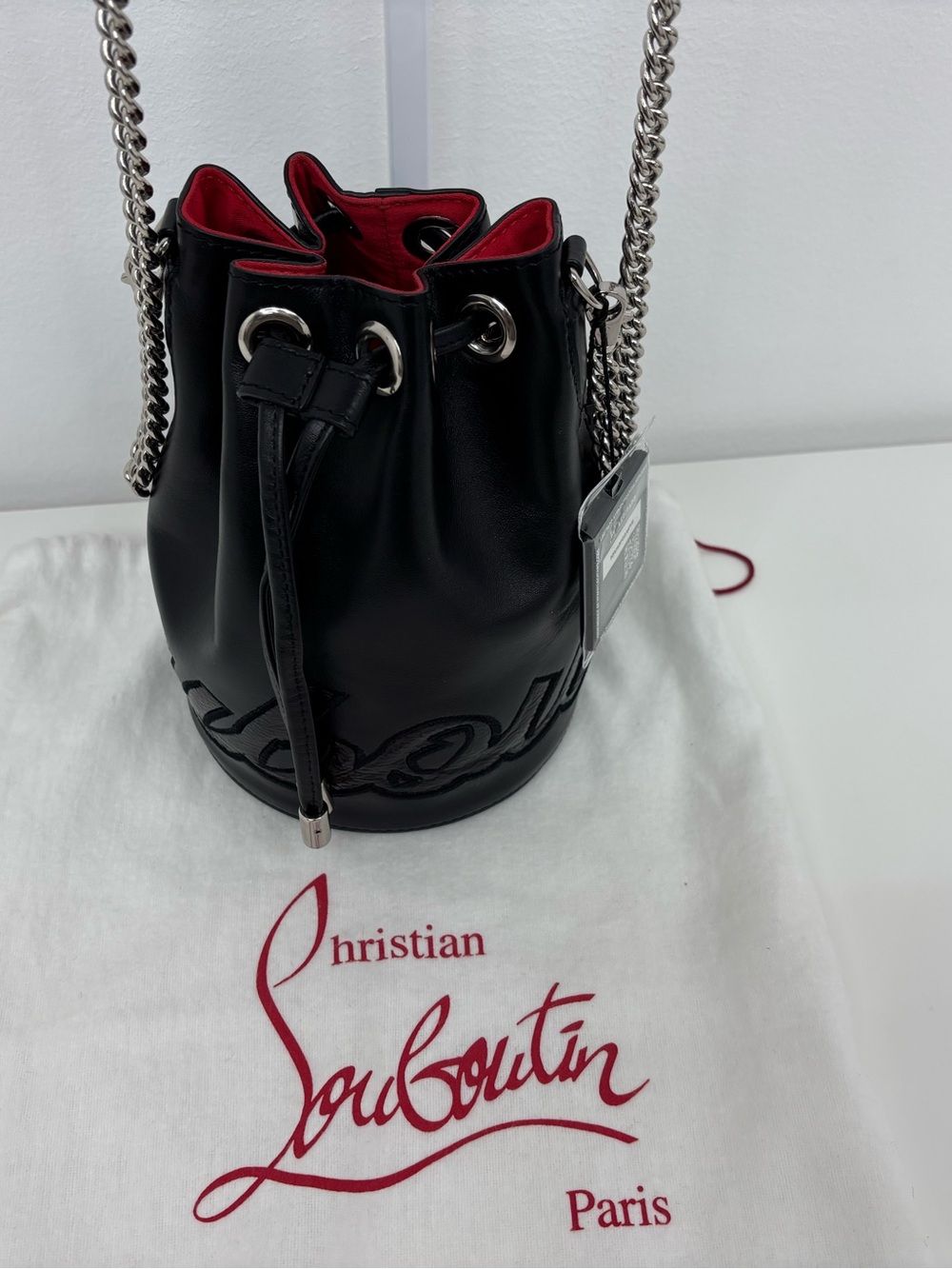 Christian Louboutin Marie Jane Black Leather Bucket Bag - Picture 7 of 8